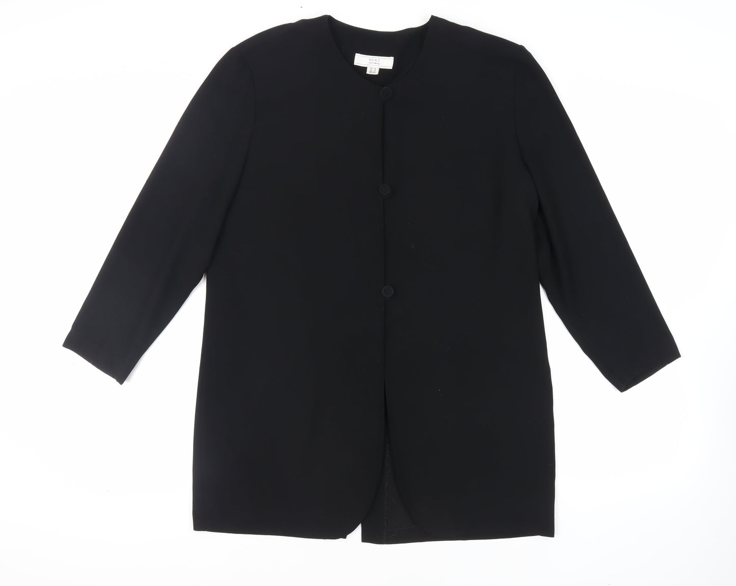 NEXT Womens Black Polyester Tunic Button-Up Size 16 Round Neck