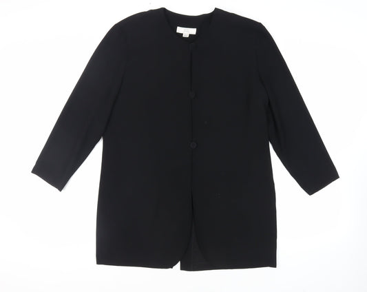 NEXT Womens Black Polyester Tunic Button-Up Size 16 Round Neck