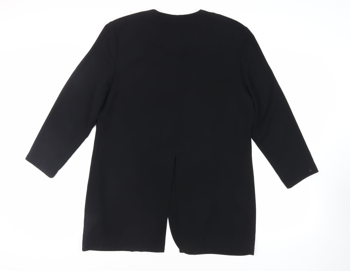 NEXT Womens Black Polyester Tunic Button-Up Size 16 Round Neck