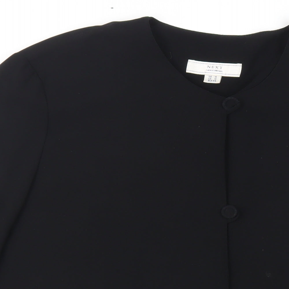 NEXT Womens Black Polyester Tunic Button-Up Size 16 Round Neck