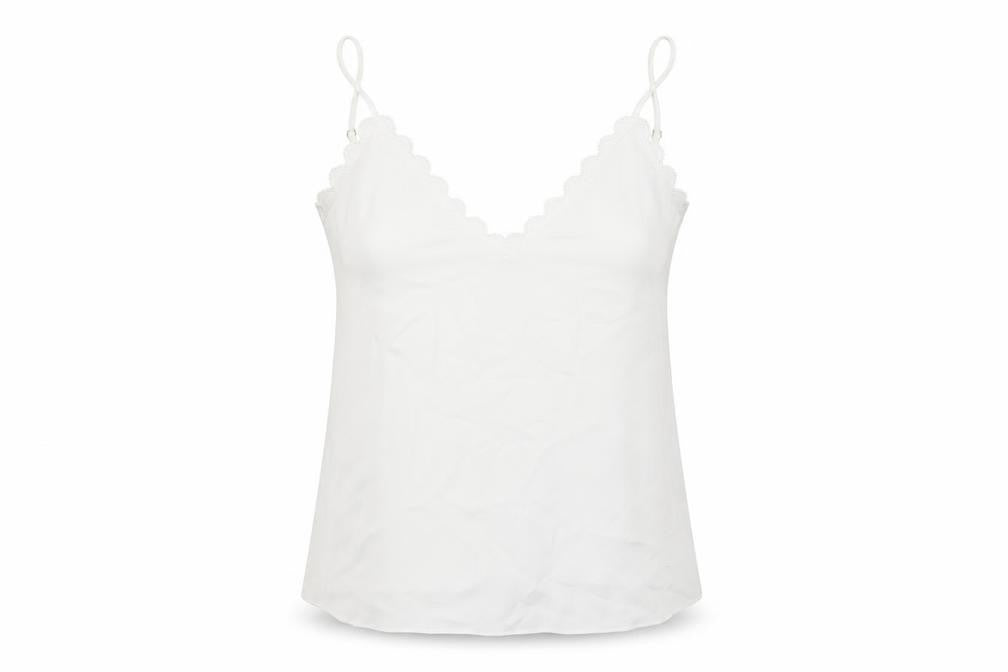 River Island Womens White Polyester Camisole Tank Size 14 V-Neck - Lace Trim