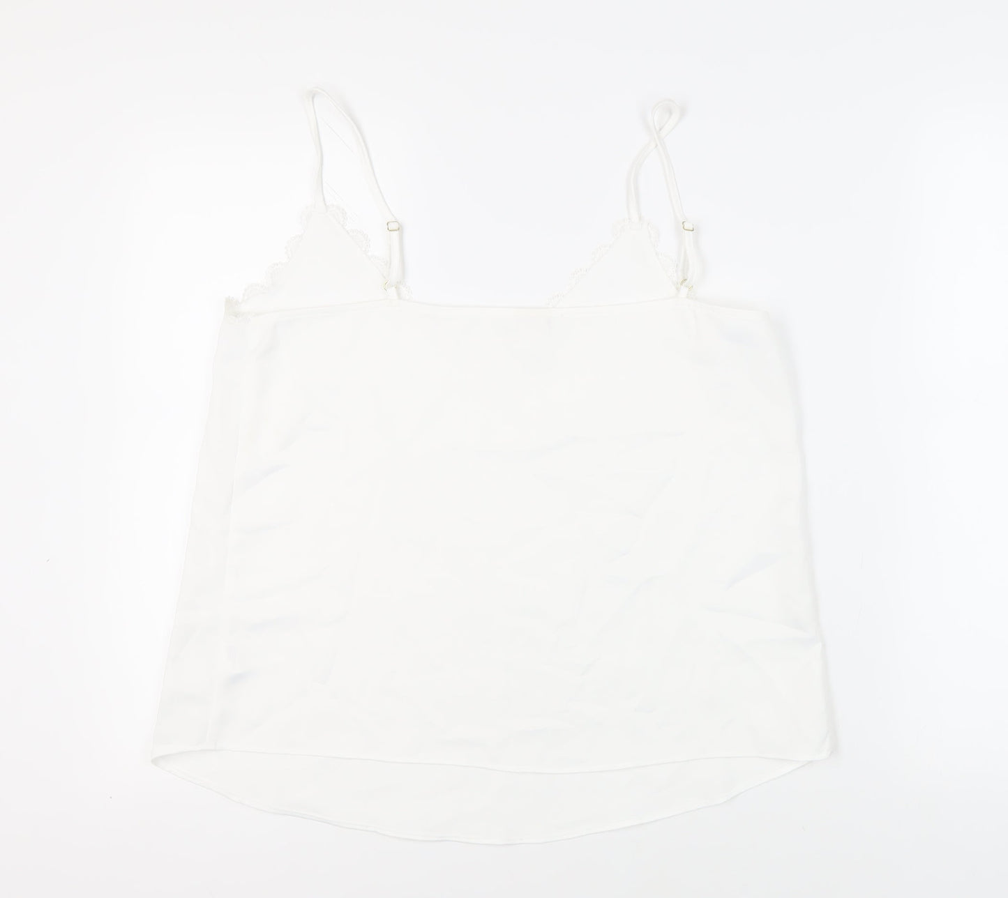 River Island Womens White Polyester Camisole Tank Size 14 V-Neck - Lace Trim