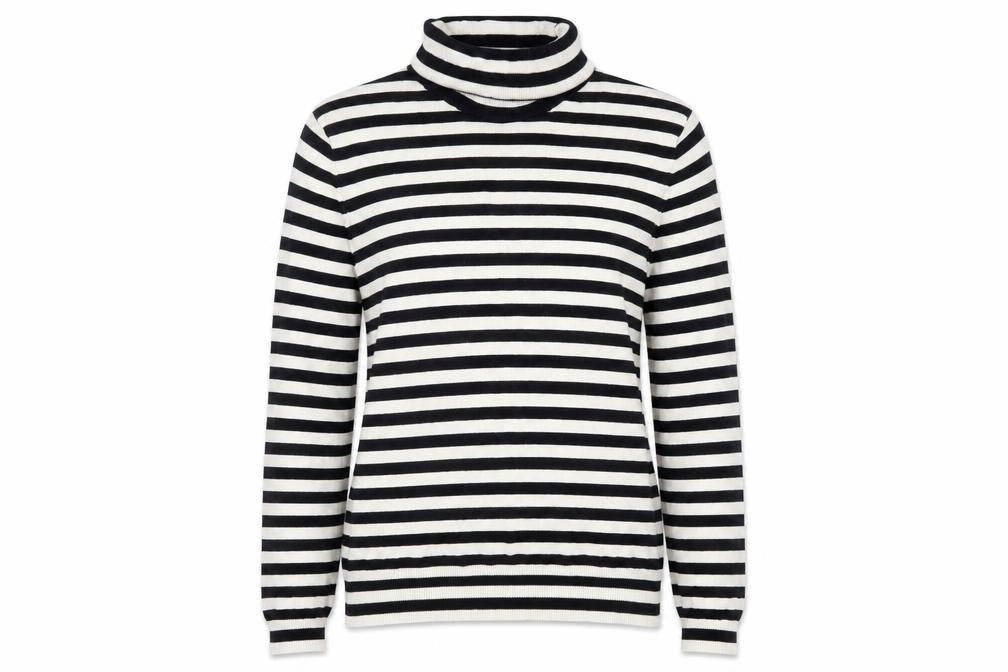 H&M Womens Black Roll Neck Striped Viscose Pullover Jumper Size M