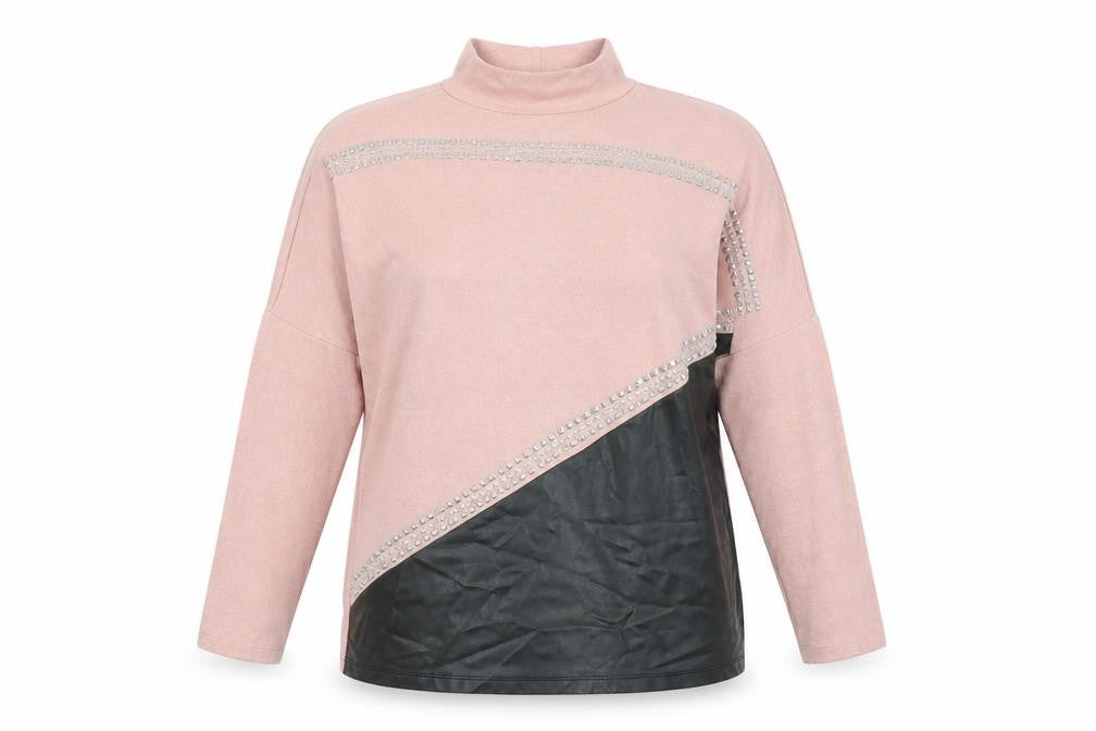 Select Womens Pink High Neck Viscose Pullover Jumper Size S - Studded
