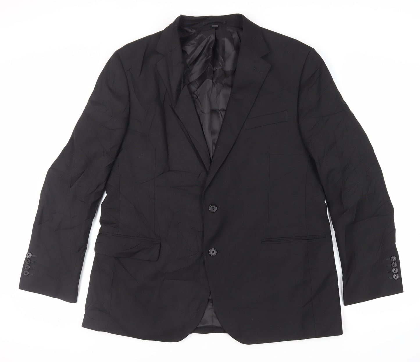 Marks and Spencer Mens Black Polyester Jacket Suit Jacket Size 44 Regular