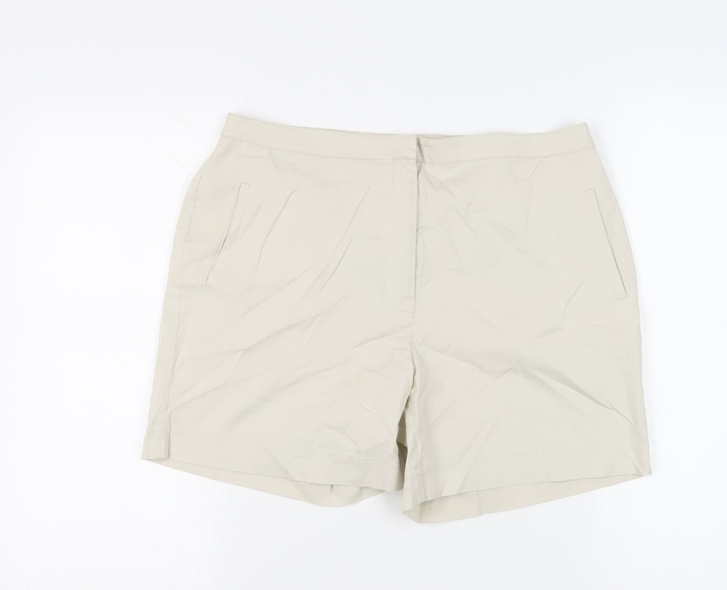 Berkertex Womens Beige Cotton Chino Shorts Size 14 L3 in Regular Zip