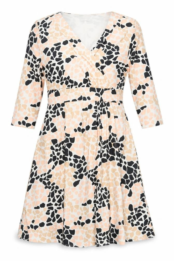 Together Womens Ivory Geometric Polyester Fit & Flare Size 16 V-Neck Pullover