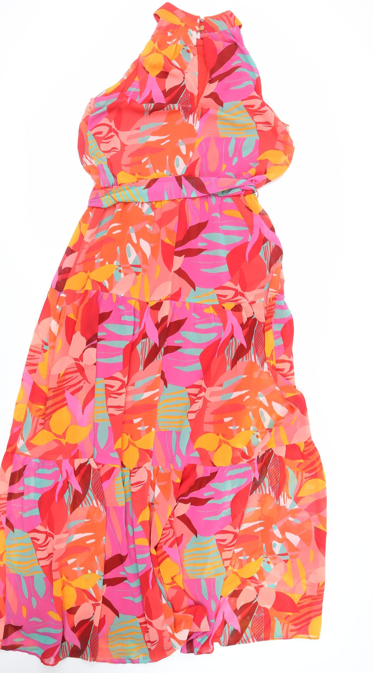 Julia Jordan Womens Multicoloured Geometric Polyester Maxi Size M Halter Button