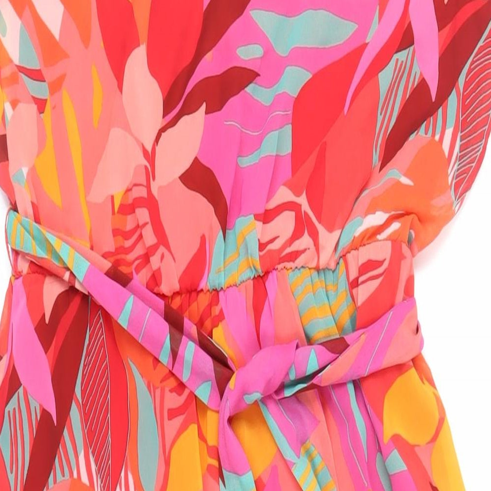 Julia Jordan Womens Multicoloured Geometric Polyester Maxi Size M Halter Button