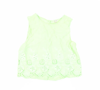 River Island Womens Green Viscose Basic Tank Size 10 Round Neck - Embroidered