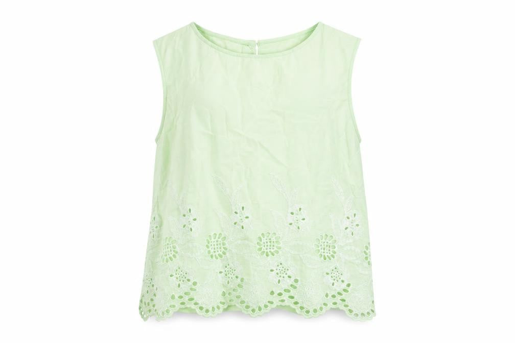 River Island Womens Green Viscose Basic Tank Size 10 Round Neck - Embroidered