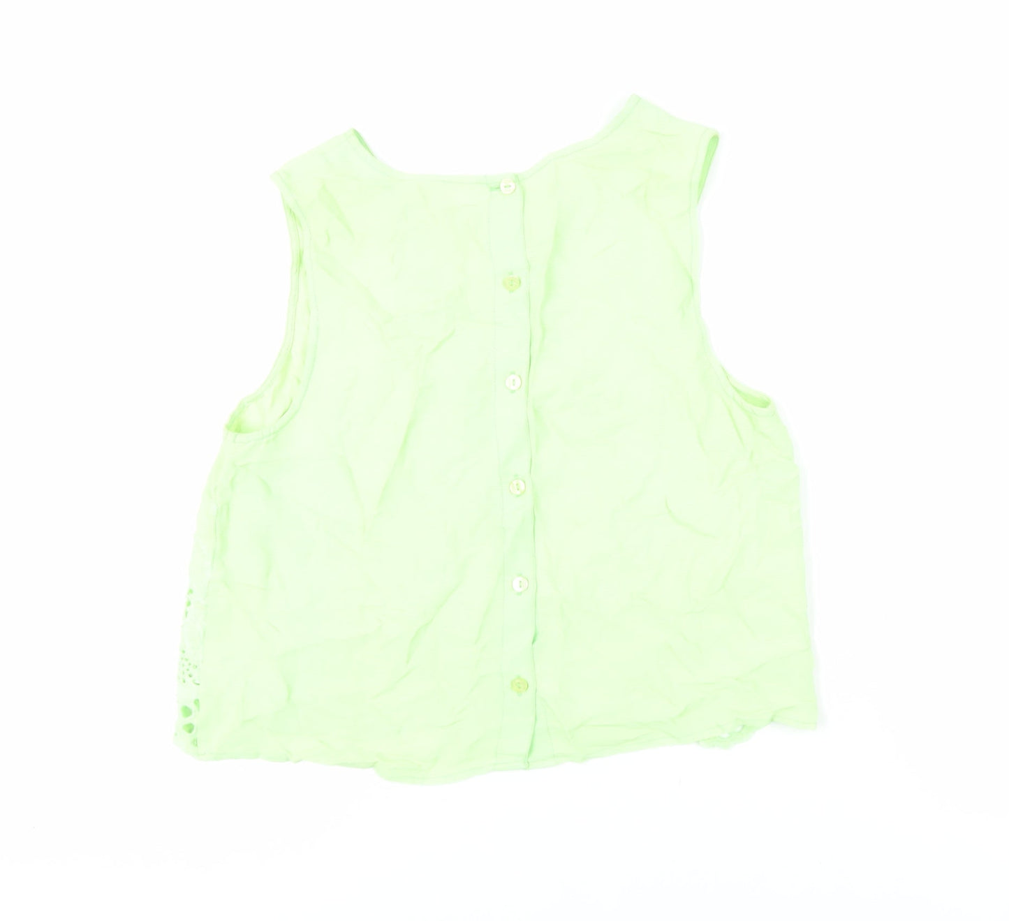 River Island Womens Green Viscose Basic Tank Size 10 Round Neck - Embroidered
