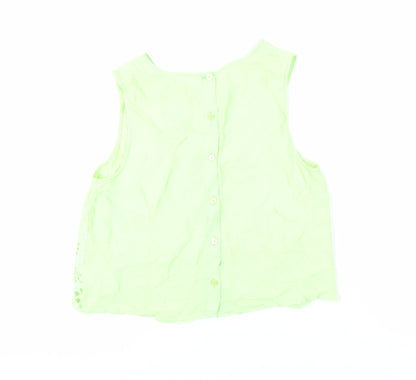 River Island Womens Green Viscose Basic Tank Size 10 Round Neck - Embroidered