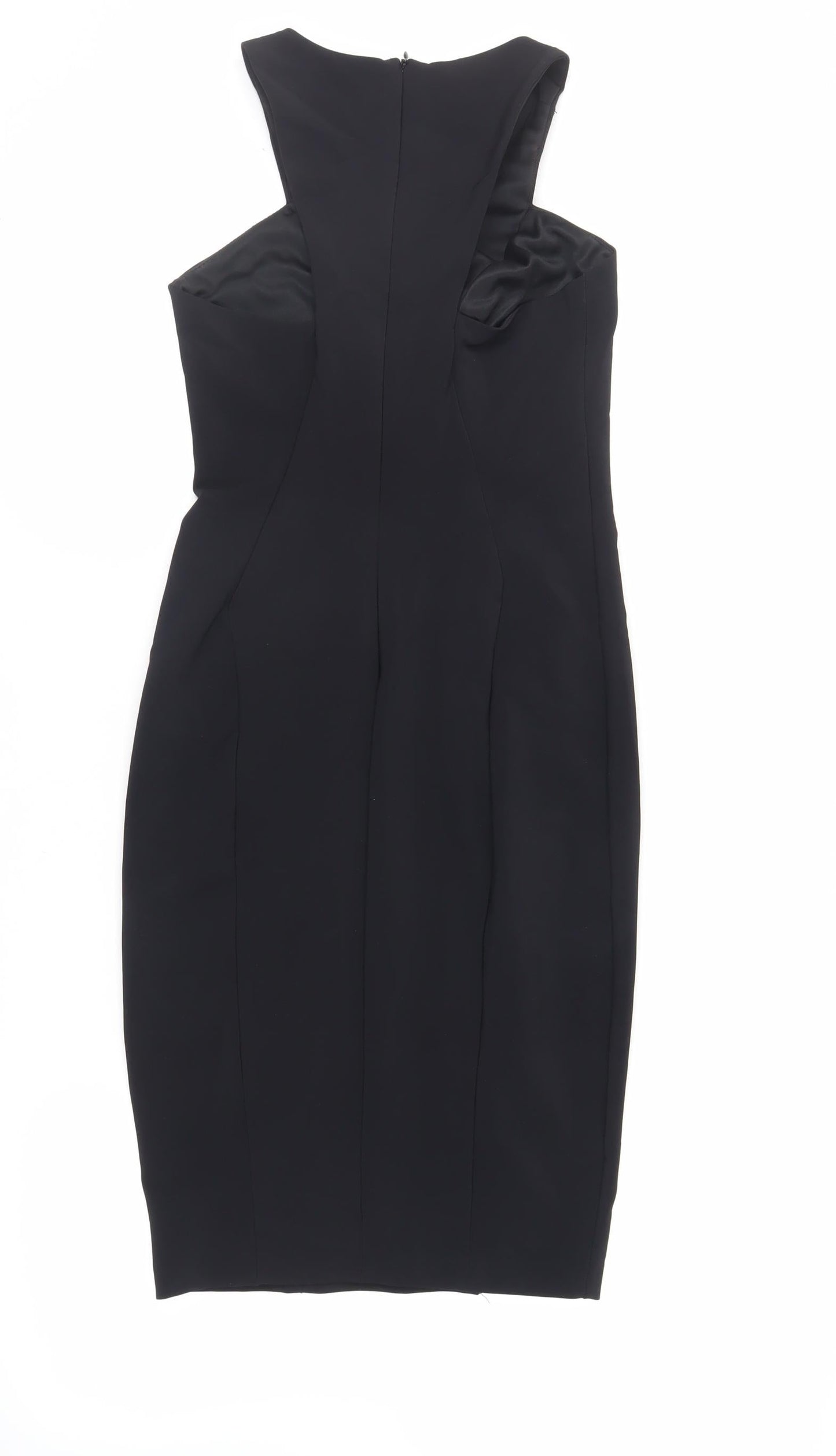 Zara Womens Black Polyester Pencil Dress Size S Halter Zip - Embellished Neckline