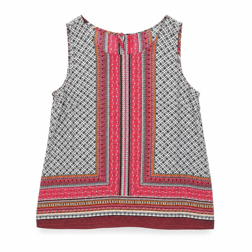 Cynthia Rowley Womens Multicoloured Geometric Polyester Basic Blouse Size M Round Neck