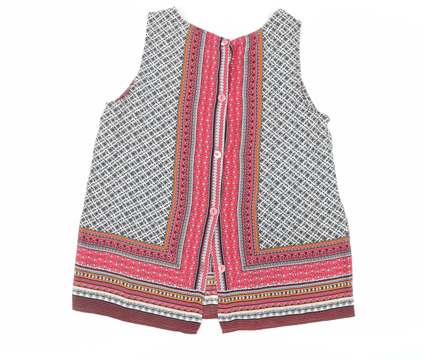 Cynthia Rowley Womens Multicoloured Geometric Polyester Basic Blouse Size M Round Neck