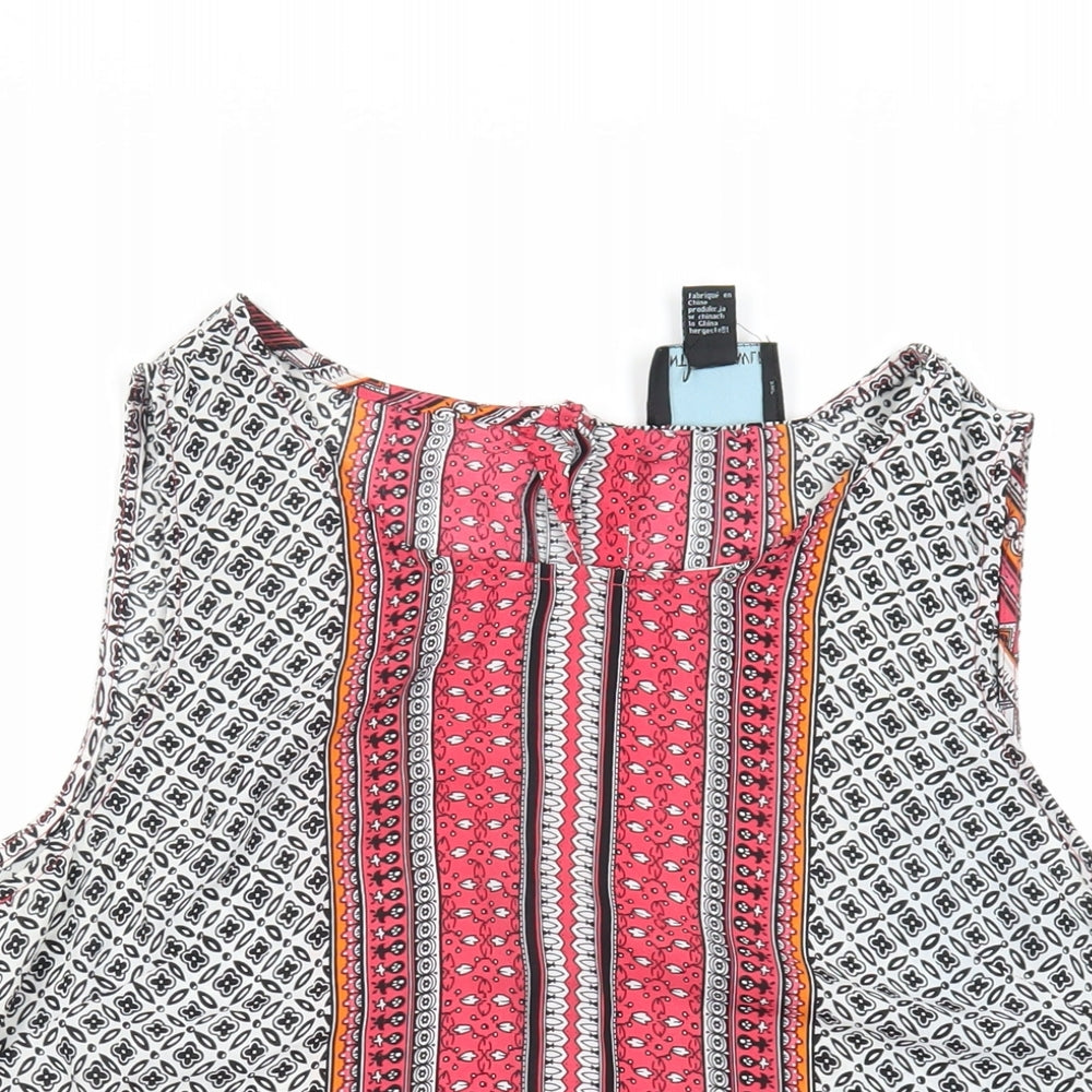 Cynthia Rowley Womens Multicoloured Geometric Polyester Basic Blouse Size M Round Neck