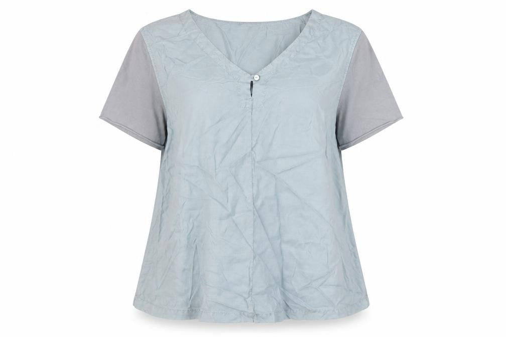 OSKA Womens Green Modal Basic Blouse Size M V-Neck