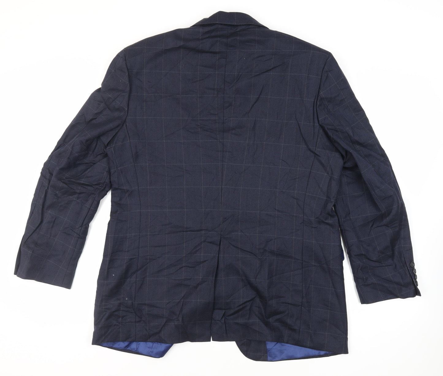 Marks and Spencer Mens Blue Check Wool Jacket Suit Jacket Size 44 Regular