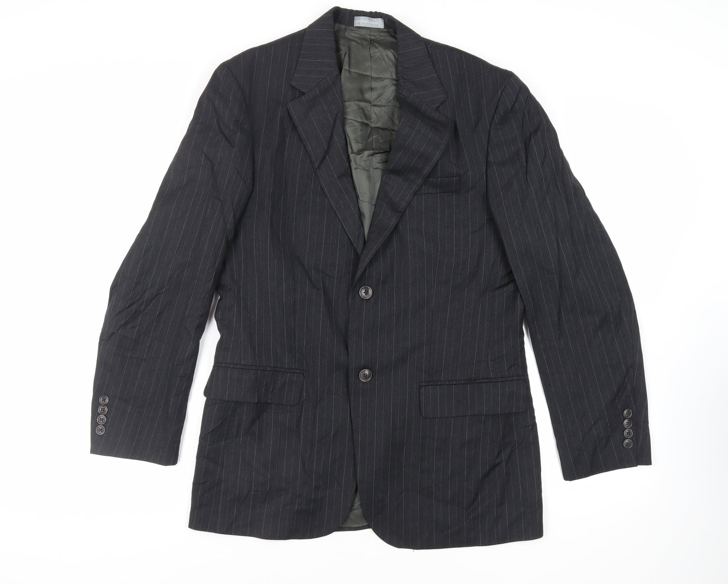 Geoffrey Beene Mens Grey Striped Wool Jacket Suit Jacket Size 38 Regular