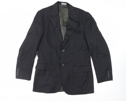Geoffrey Beene Mens Grey Striped Wool Jacket Suit Jacket Size 38 Regular
