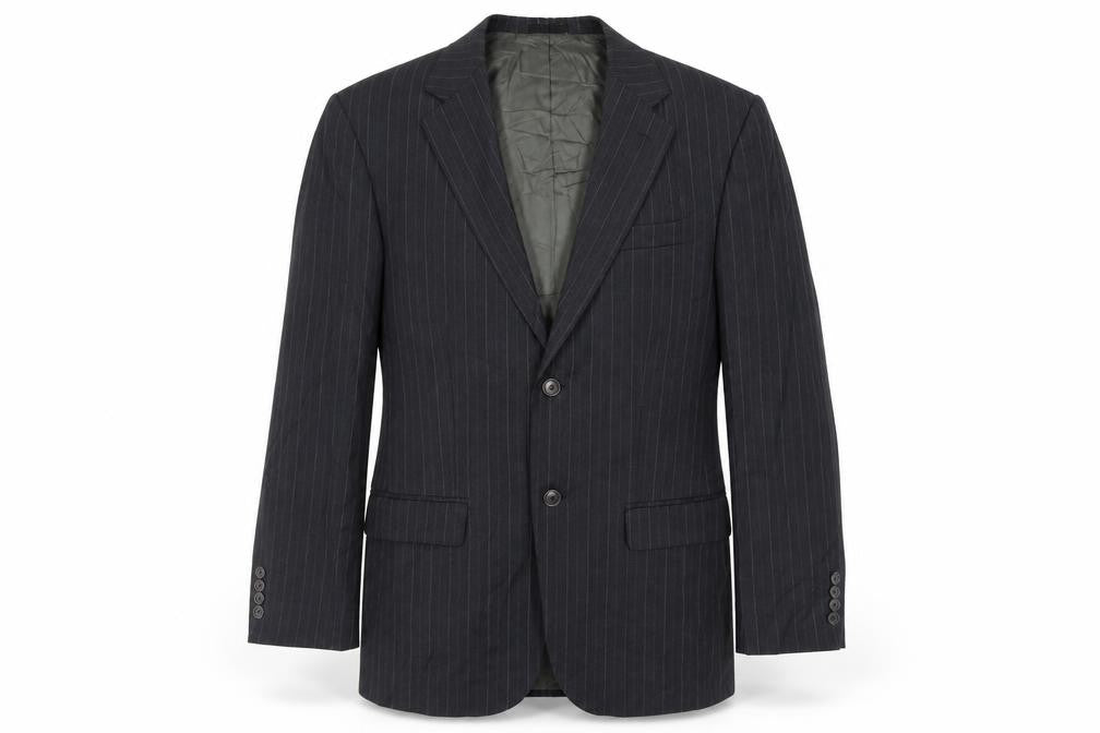 Geoffrey Beene Mens Grey Striped Wool Jacket Suit Jacket Size 38 Regular