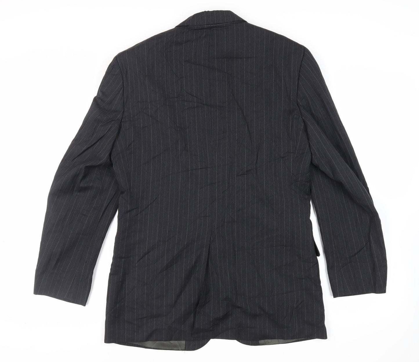 Geoffrey Beene Mens Grey Striped Wool Jacket Suit Jacket Size 38 Regular