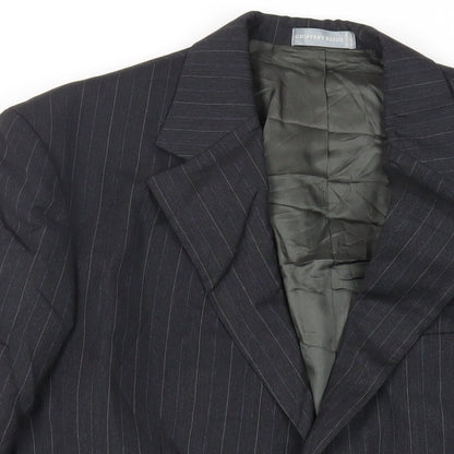 Geoffrey Beene Mens Grey Striped Wool Jacket Suit Jacket Size 38 Regular