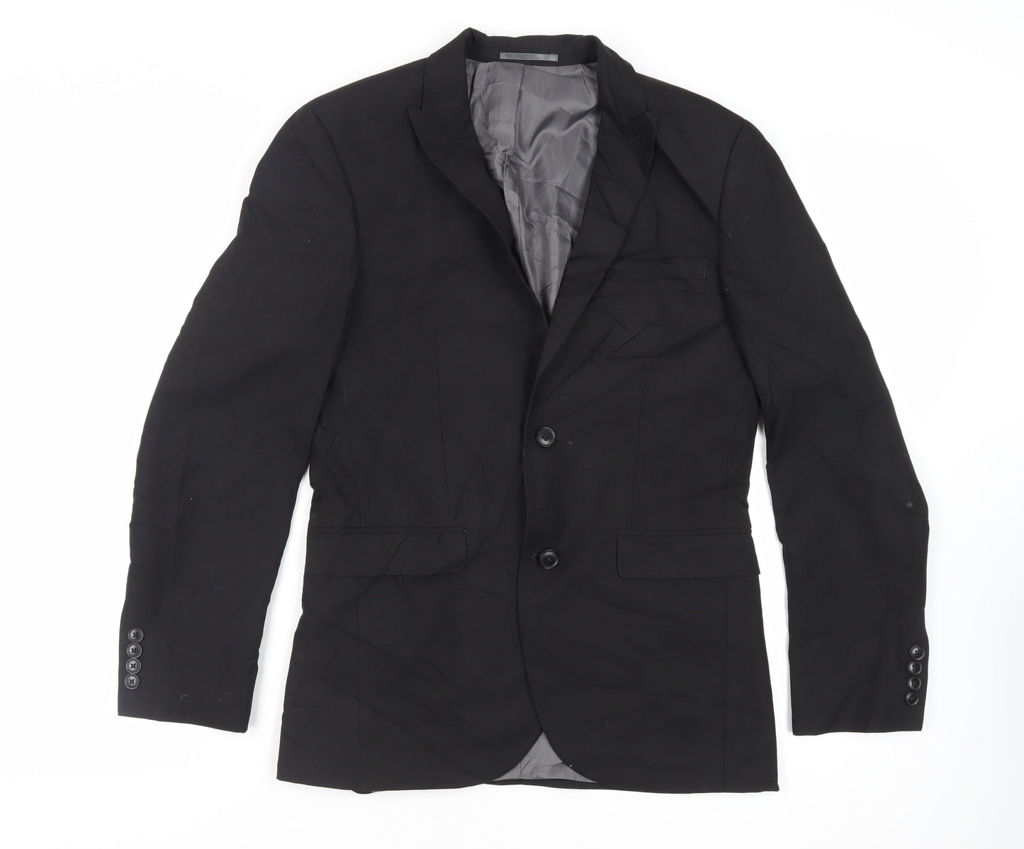 NEXT Mens Black Polyester Jacket Suit Jacket Size 36 Regular