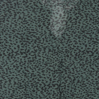 Next Womens Green Animal Print Viscose Basic Blouse Size 8 V-Neck