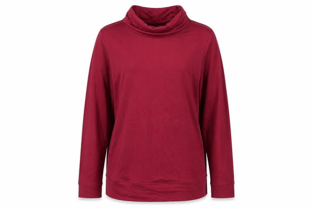 Cotton Traders Womens Red Viscose Basic Blouse Size 12 Roll Neck