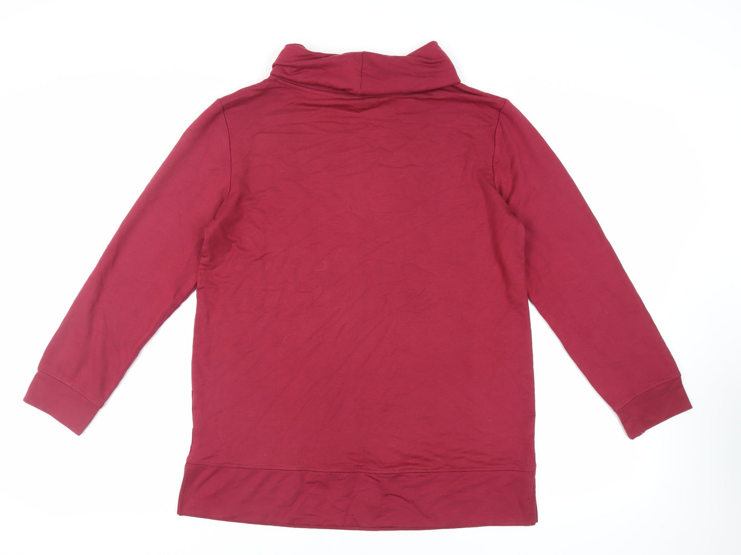 Cotton Traders Womens Red Viscose Basic Blouse Size 12 Roll Neck