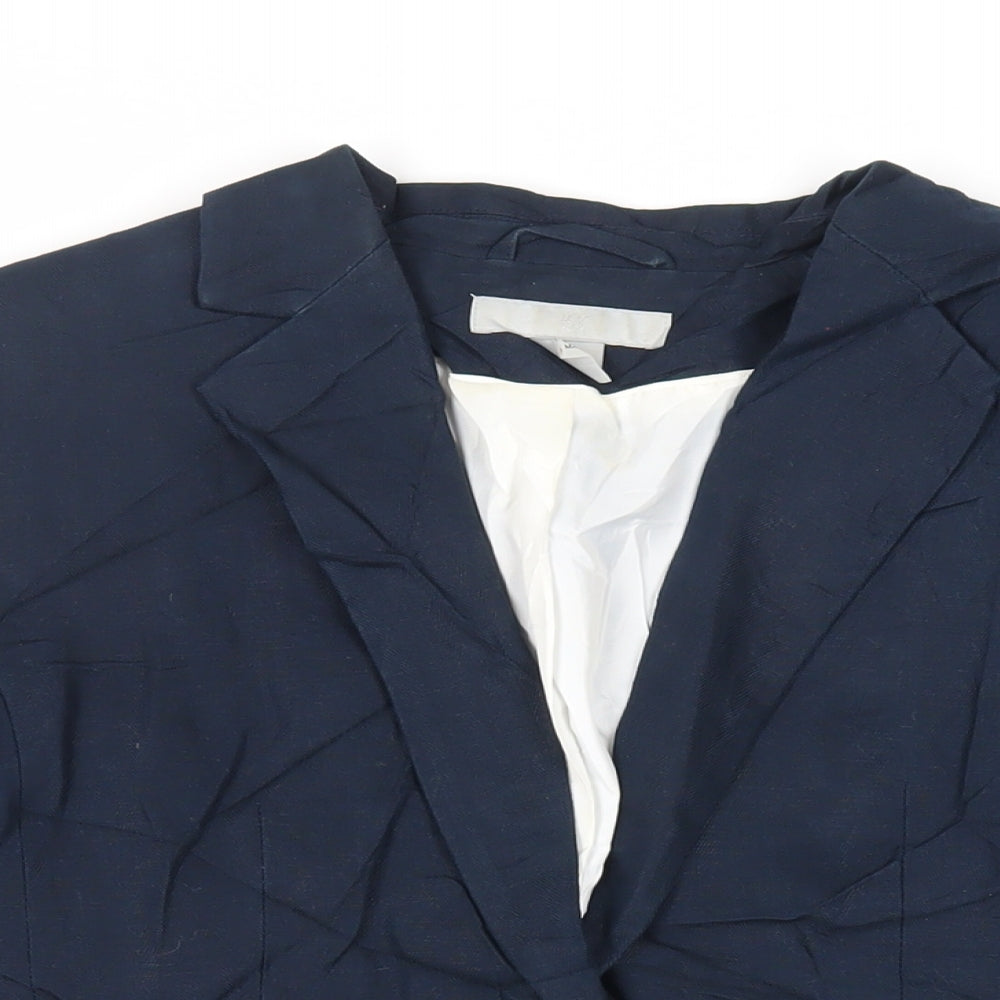 H&M Womens Blue Jacket Blazer Size 8 Button