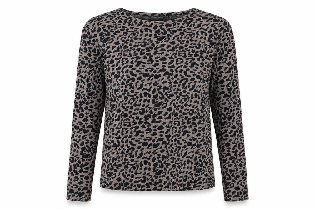 Boohoo Womens Grey Animal Print Polyester Basic T-Shirt Size 12 Round Neck
