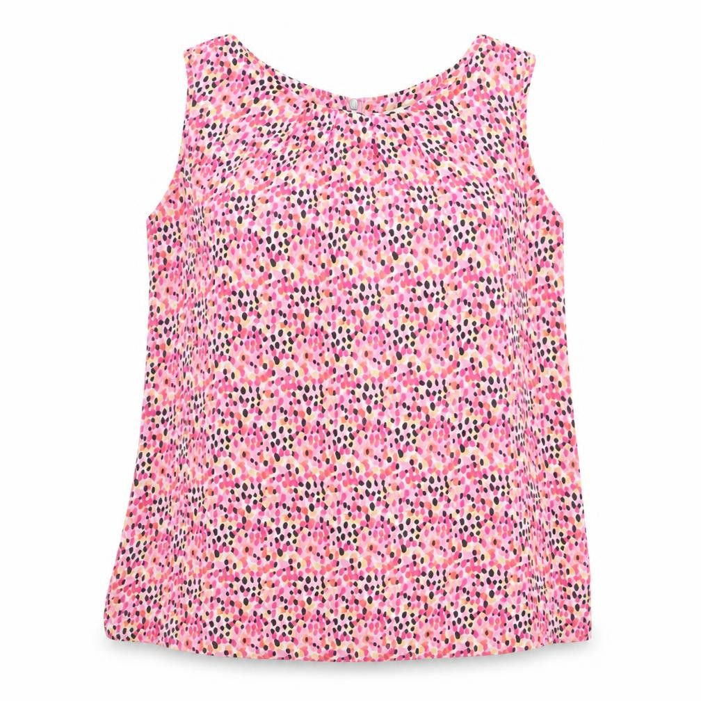 Paraphrase Womens Pink Geometric Polyester Basic Tank Size L Boat Neck