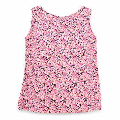 Paraphrase Womens Pink Geometric Polyester Basic Tank Size L Boat Neck