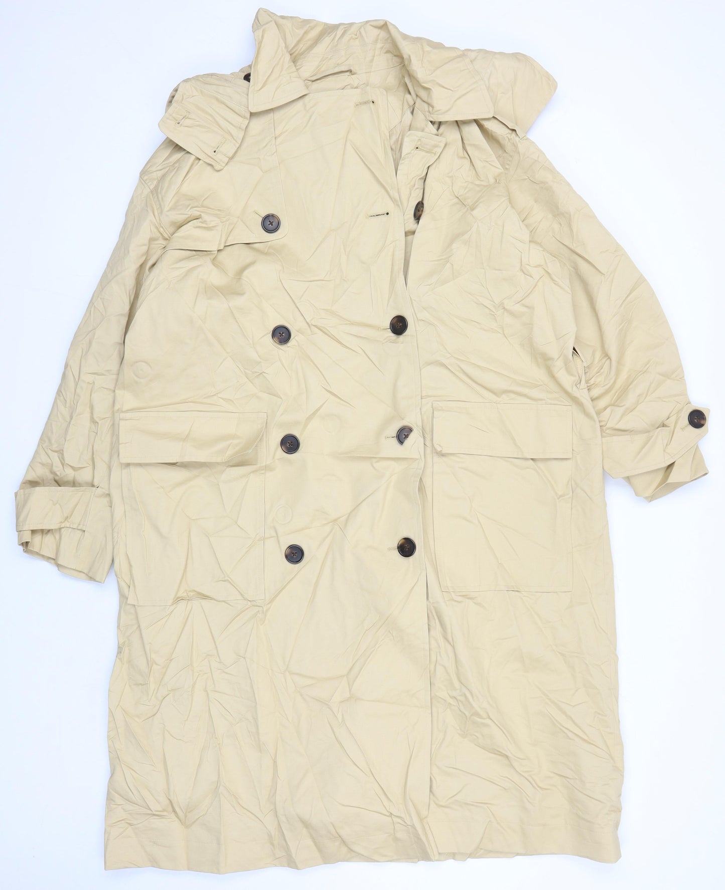 M&S Womens Beige Overcoat Coat Size 14