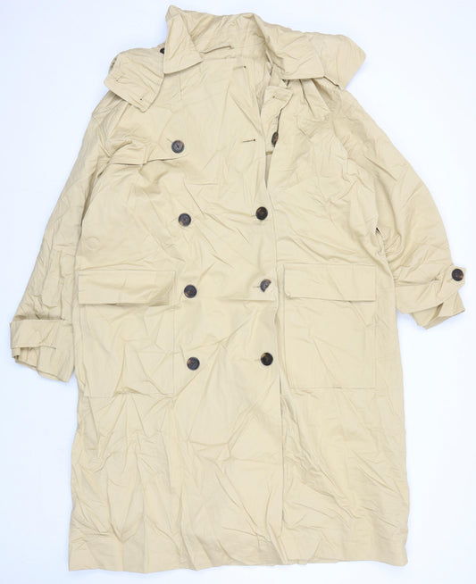 M&S Womens Beige Overcoat Coat Size 14