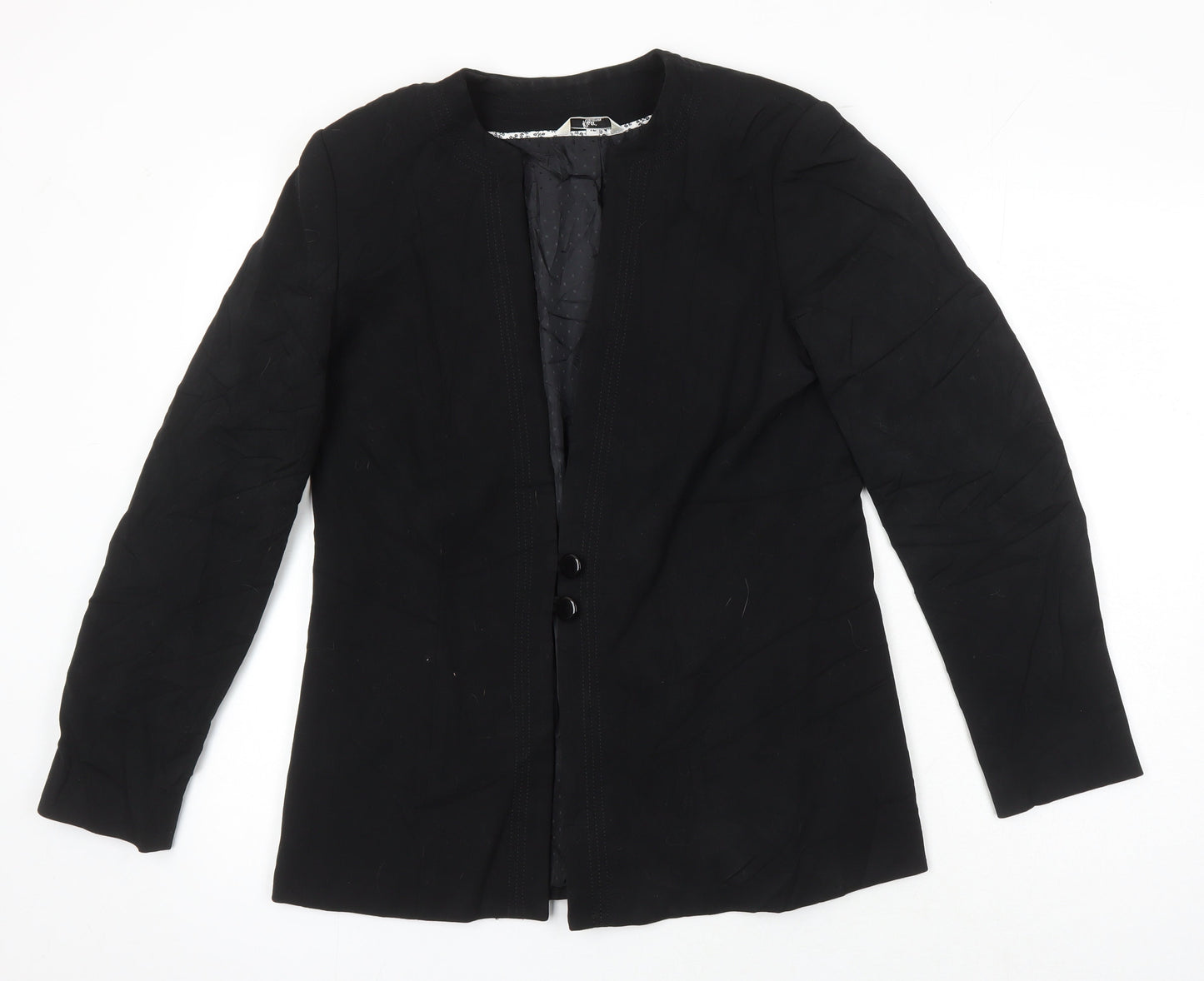 Klass Womens Black Herringbone Jacket Blazer Size 12