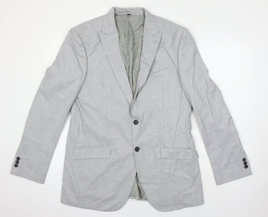 M&S Mens Grey Polyester Jacket Blazer Size 42 Regular
