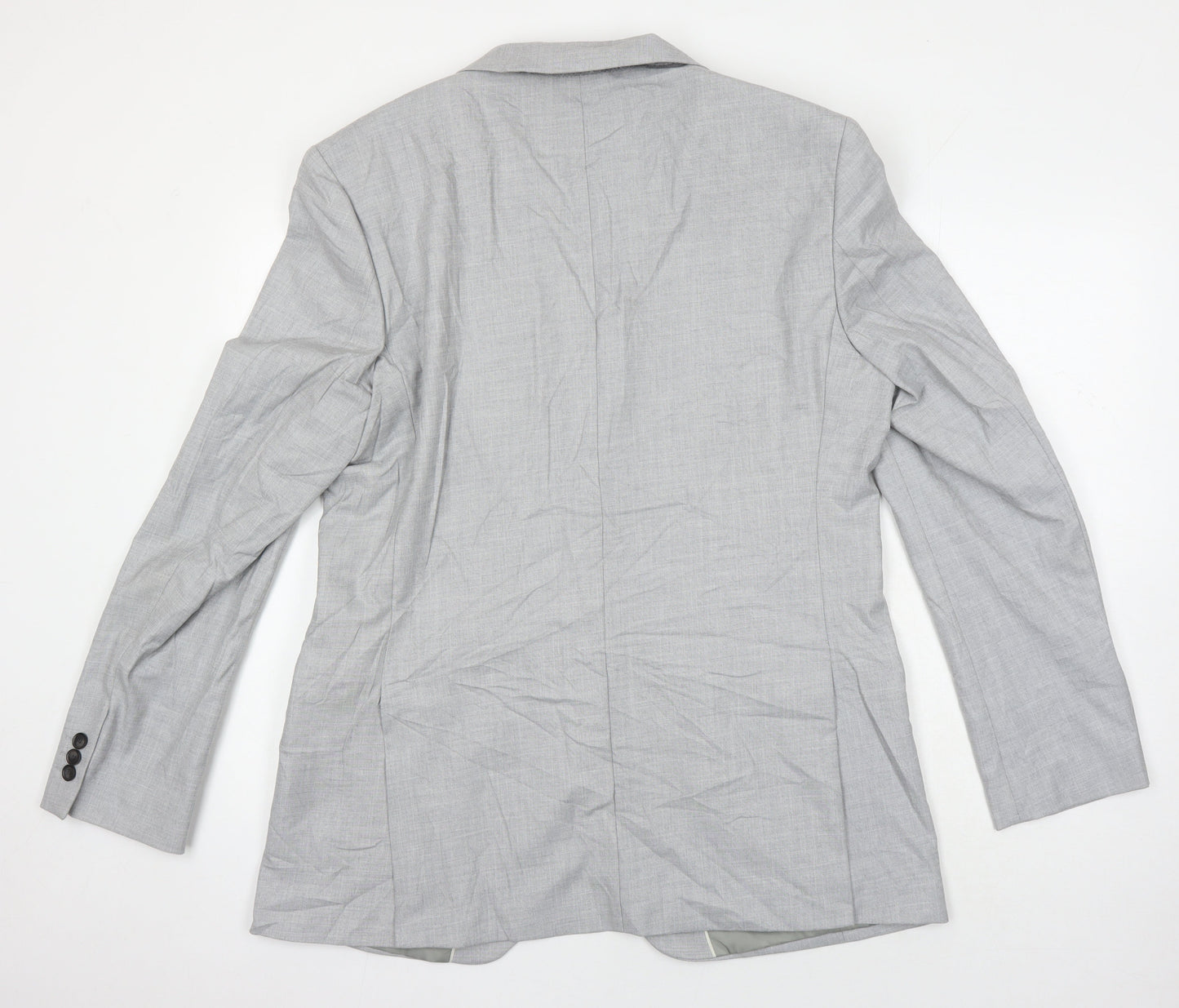 M&S Mens Grey Polyester Jacket Blazer Size 42 Regular