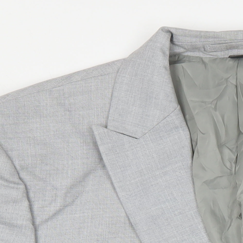 M&S Mens Grey Polyester Jacket Blazer Size 42 Regular