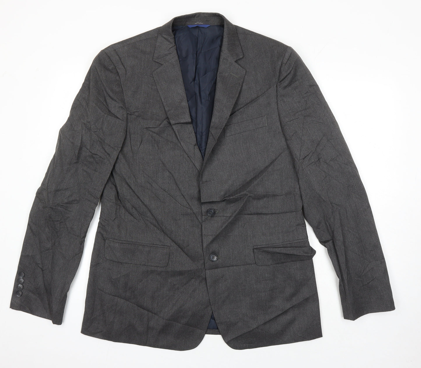 M&S Mens Grey Polyester Jacket Suit Jacket Size 42 Regular