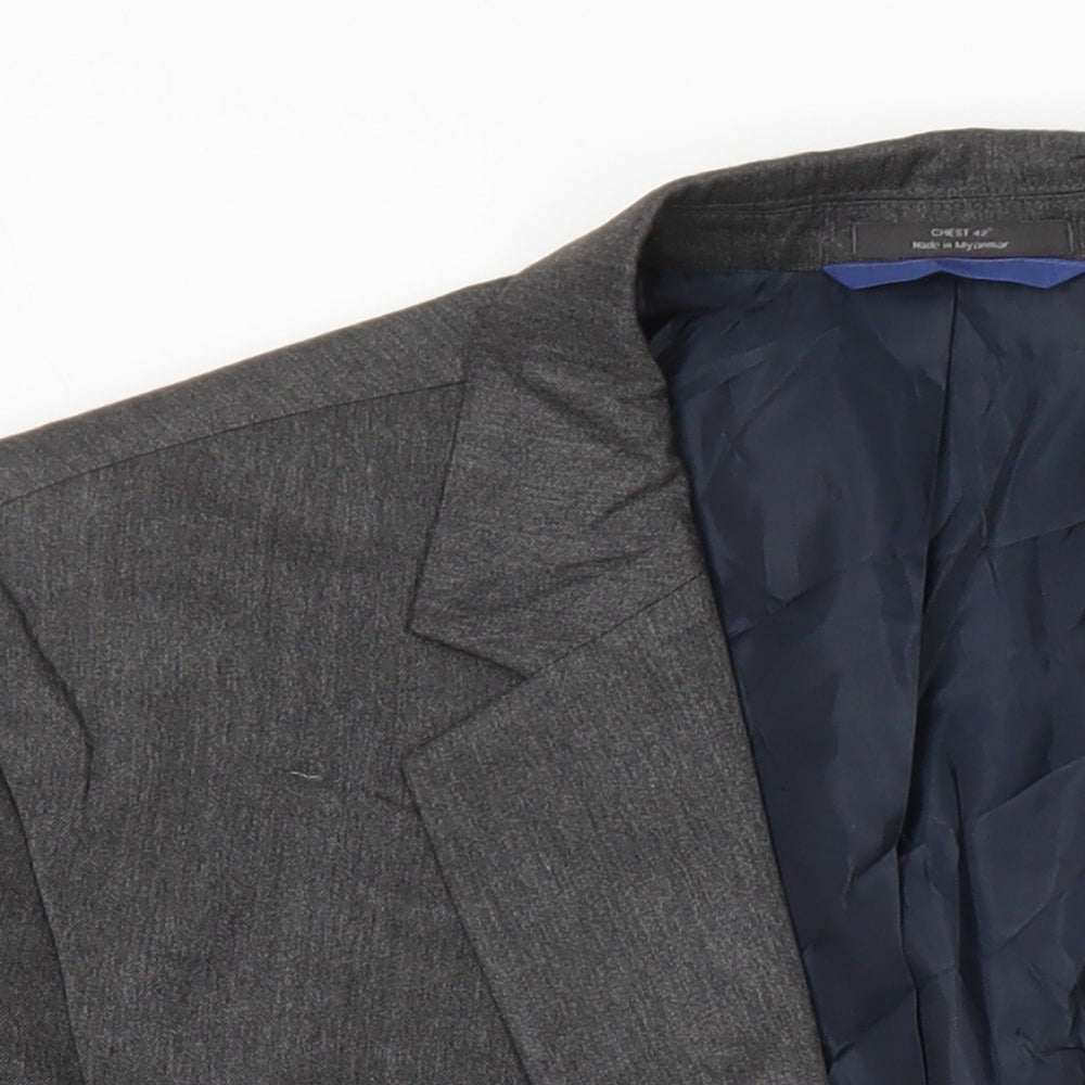 M&S Mens Grey Polyester Jacket Suit Jacket Size 42 Regular