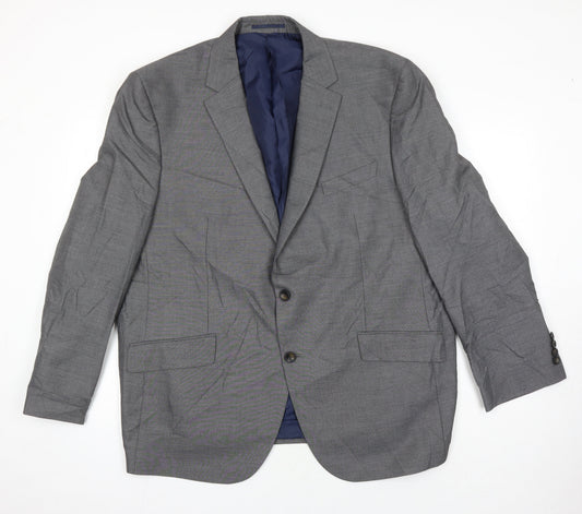 M&S Mens Grey Polyester Jacket Suit Jacket Size 48 Regular