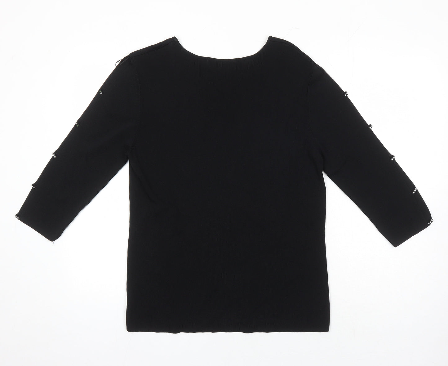Femme Womens Black Trivinyl Tunic T-Shirt Size 14 Boat Neck