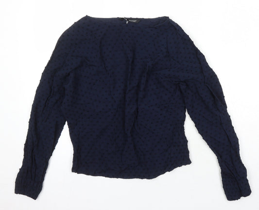 Zara Womens Blue Viscose Tunic Blouse Size XL Boat Neck