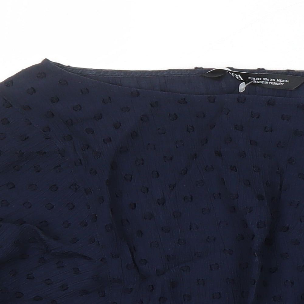 Zara Womens Blue Viscose Tunic Blouse Size XL Boat Neck
