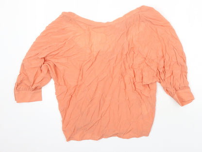 Additional front view of Mexx women’s orange viscose tunic blouse, size UK 8, boat neck