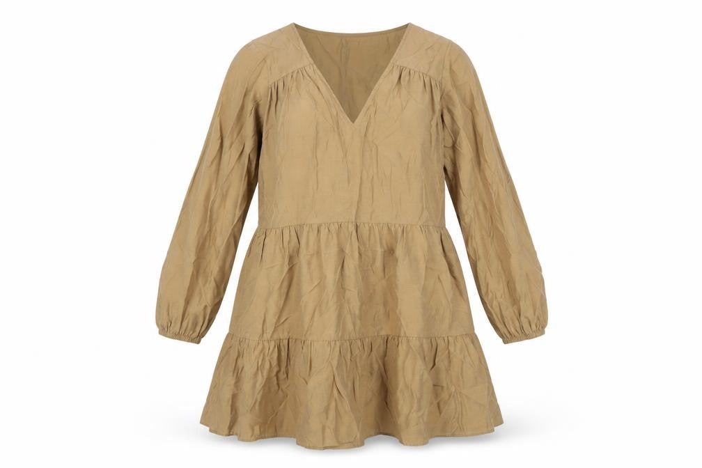 Zara Womens Brown Lyocell A-Line Size S V-Neck